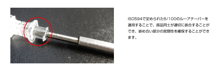 ルアーテーパーによる嵌め合い部の密閉性向上